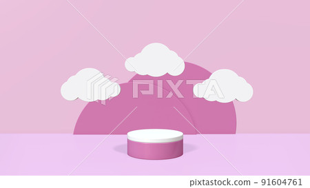 3d rendering pink background podium stage with minimal clouds in pastel. 3d rendering pink background podium stage with minimal clouds in pastel. 91604761