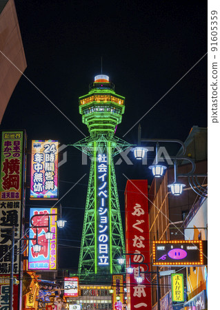 Osaka Shinsekai Tsutenkaku night view Osaka Shinsekai Tsutenkaku night view 91605359