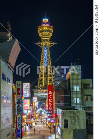 大阪新世界通天閣夜景 91605364