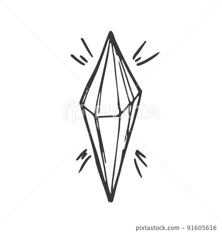 vector line drawing in doodle style. crystals. isolated on white background simple drawing of crystal, mineral. vector line drawing in doodle style. crystals. isolated on white background simple drawing of crystal, mineral. 91605616