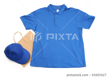 T-shirt, cap and bag isolated on white background 91605827