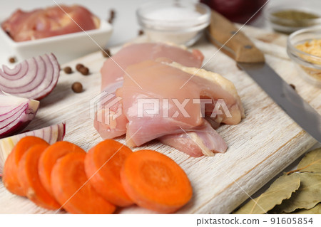Concept of cooking chicken soup, close up Concept of cooking chicken soup, close up 91605854