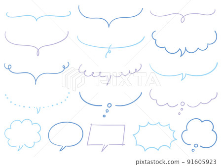 Handwritten speech bubble set blue Handwritten speech bubble set blue 91605923