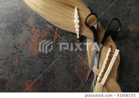 Concept of hair care on dark background Concept of hair care on dark background 91606155