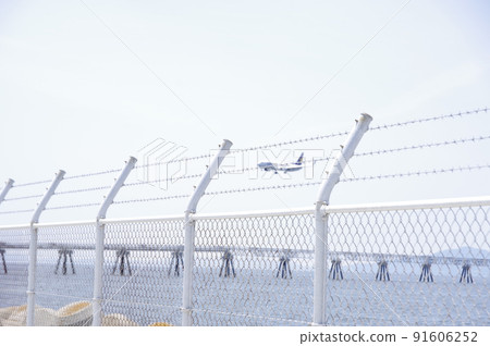 Fence Fence Sea Sky Airplane 91606252