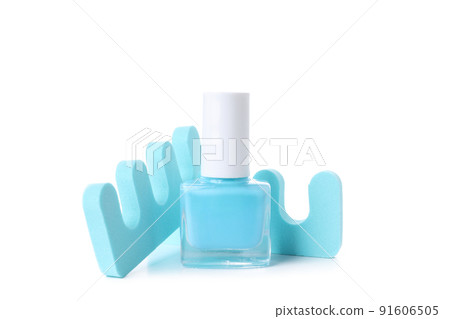 Nail polish and separators isolated on white background 91606505