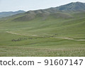 Mongolian steppes, mountains, animals, endless roads 91607147