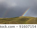 Mongolian land and rainbow after the rain 91607154