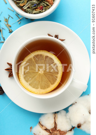 Concept of hot drink with tea, close up Concept of hot drink with tea, close up 91607433