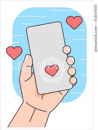 Smartphone with blank screen in male hand. Video communication concept Smartphone with blank screen in male hand. Video communication concept 91607605
