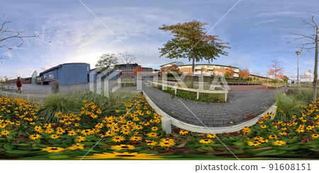 Angered Suburbia of Gothenburg, Park Flowers and Tree, 360 Photo 91608151