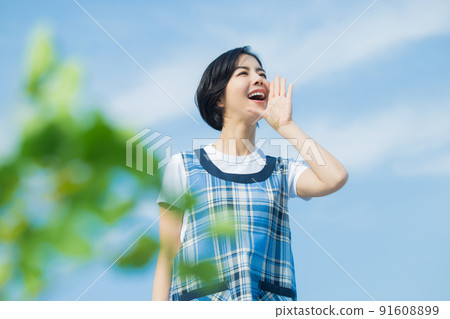 Nursery teacher blue sky 91608899