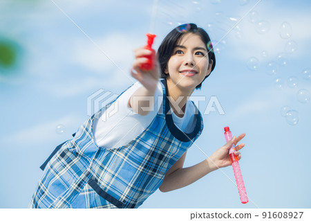Nursery teacher blue sky 91608927