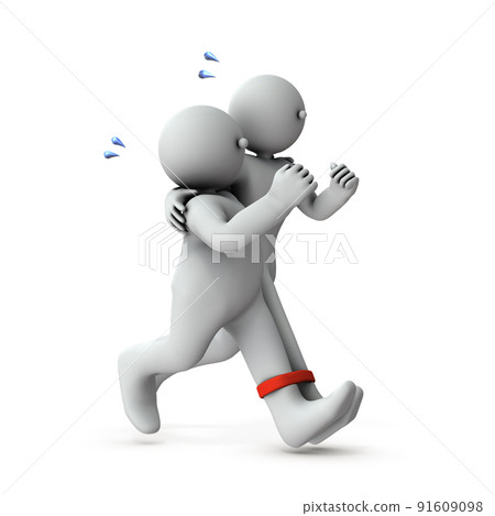 A combination of two people running hard on a... - Stock Illustration ...