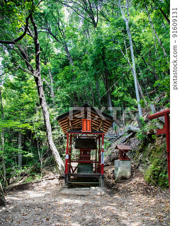 It is the scenery of the approach to the shrine where the red torii gates of Kinko Inari Shrine, the precincts of Hiroshima Toshogu Shrine, are lined up. How about a talisman photo? Hiroshima 91609131