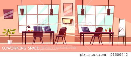 Vector isometric office room, coworking Vector isometric office room, coworking 91609442