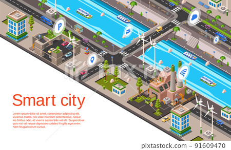 Vector isometric smart city concept 91609470