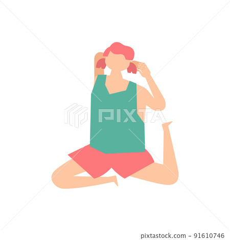 一個女人做瑜伽姿勢的插圖 一個女人做瑜伽姿勢的插圖 91610746