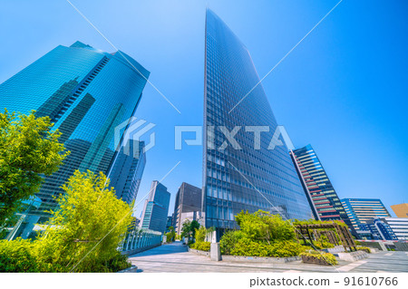 日本東京城市景觀 東京市中心連續 7 天炎熱......人影消失的汐留......感染電暈的人數正在增加...... = 7月1日 91610766