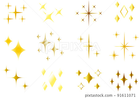 Glitter mark icon set gold 91611071