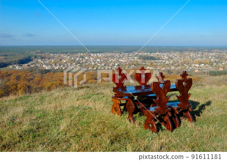 table and chair on landscape 91611181