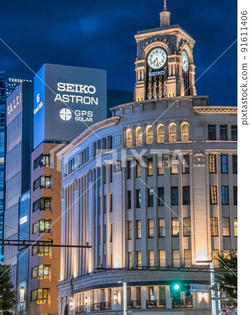 銀座4丁目交叉點夜視圖 91611406