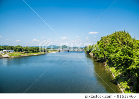 《Gifu Prefecture》 Minokamo City, Kiso River, from Otabashi 91612460