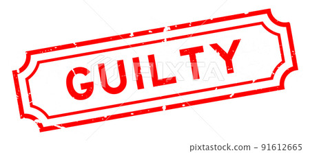 Grunge red guilty word rubber seal stamp on white background 91612665