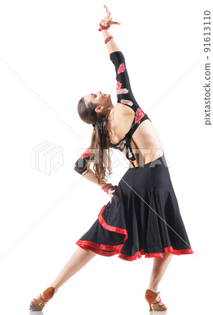 studio portrait of young attractive woman dancing flamenco studio portrait of young attractive woman dancing flamenco 91613110
