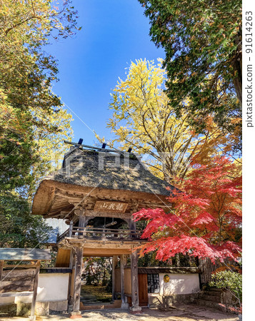 Yufuin Buddhist temple autumn leaves Yufuin Buddhist temple autumn leaves 91614263
