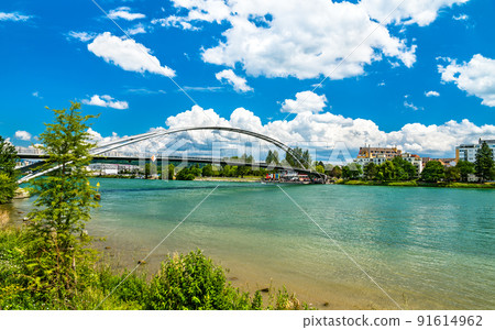 The Three Countries Bridge over the Rhine between France, Germany and Switzerland near Basel 91614962