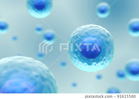 Cells membrane with nucleus are floating . Medical and science concept background . 3D render . Cells membrane with nucleus are floating . Medical and science concept background . 3D render . 91615580