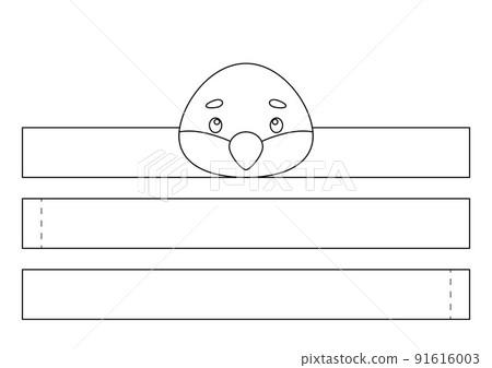 Printable sparrow paper crown. Fun accessory for entertainment. Diy cut party ribbon template for birthday, christmas, baby shower. Print, color, cut and glue. Vector stock illustration. Printable sparrow paper crown. Fun accessory for entertainment. Diy cut party ribbon template for birthday, christmas, baby shower. Print, color, cut and glue. Vector stock illustration. 91616003