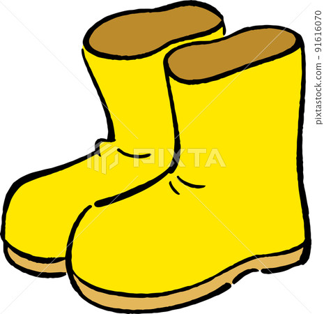 Simple yellow boots hand-drawn style illustration material 91616070