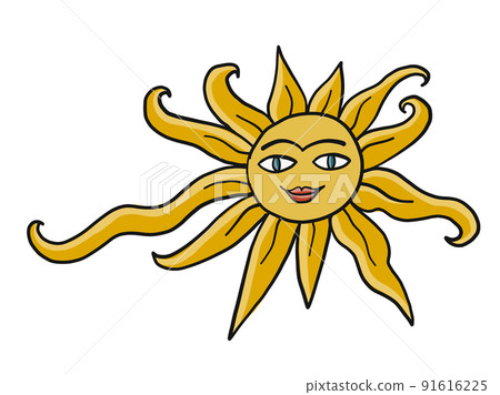 Hello Summer. Smiling funny sun icon 91616225