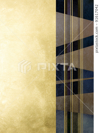 Notch in straight line (background material) Dark blue gold leaf 91617042