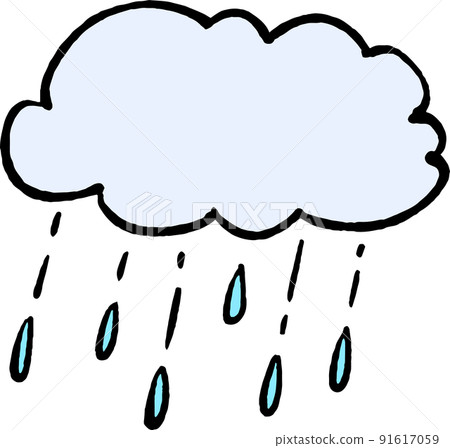 Simple rain cloud hand-drawn style illustration material 91617059