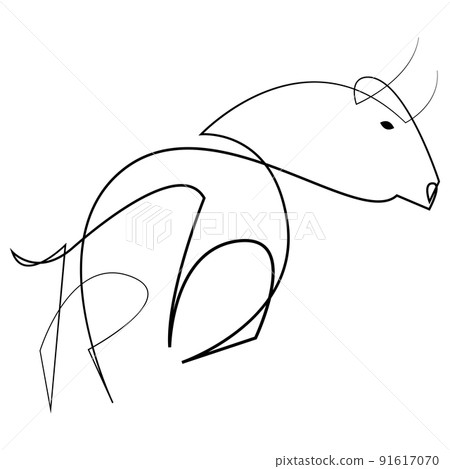 Bull drawn by continuous one line. Vector illustration. 91617070