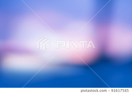 Blurry blue clear color bokeh backdrop. Blurred defocused background 91617585