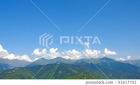Mountain peaks in Krasnaya Polyana, Sochi. 91617781