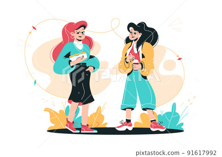 Confident people flat vector . Presentation woman, college student Confident people flat vector . Presentation woman, college student 91617992