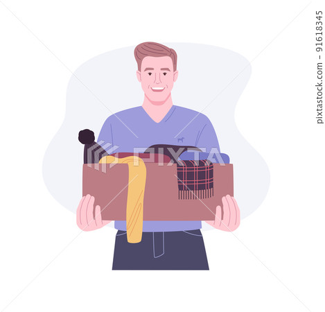Donate clothes isolated cartoon vector illustrations. 91618345