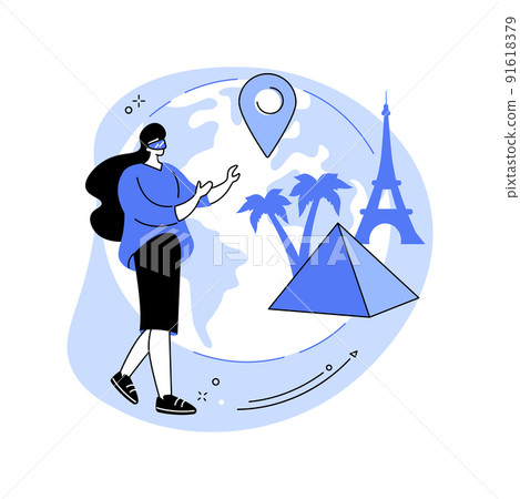 Virtual travelling isolated cartoon vector illustrations. 91618379