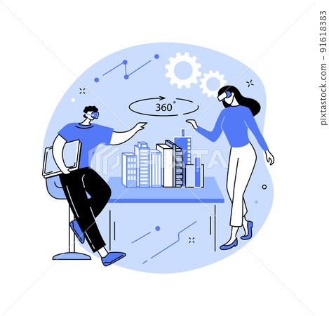 Virtual reality in architecture isolated cartoon vector illustrations. 91618383
