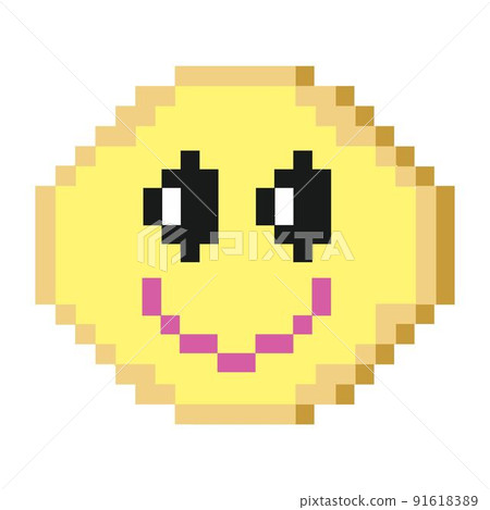 Old pc style Pixel art smile icon Isolated vector illustration on white background 91618389
