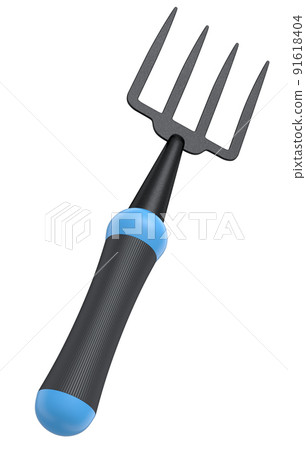 Garden pitchfork or fork with wooden handle for harvesting hay on white Garden pitchfork or fork with wooden handle for harvesting hay on white 91618404
