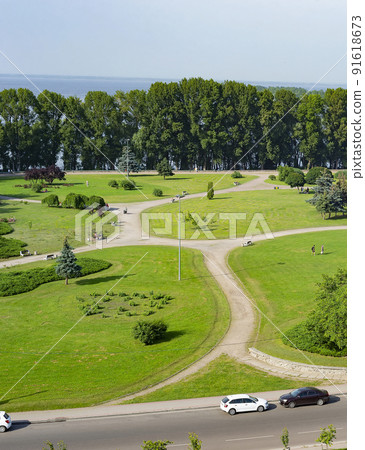 Lawns riverbank park Cherkasy Ukraine 91618673