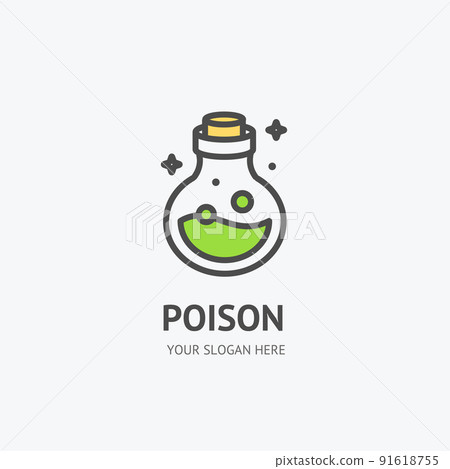 Poison Bottle Sign Thin Line Icon Emblem Concept. Vector 91618755