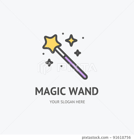 Magic Wand Sign Thin Line Icon Emblem Concept. Vector Magic Wand Sign Thin Line Icon Emblem Concept. Vector 91618756