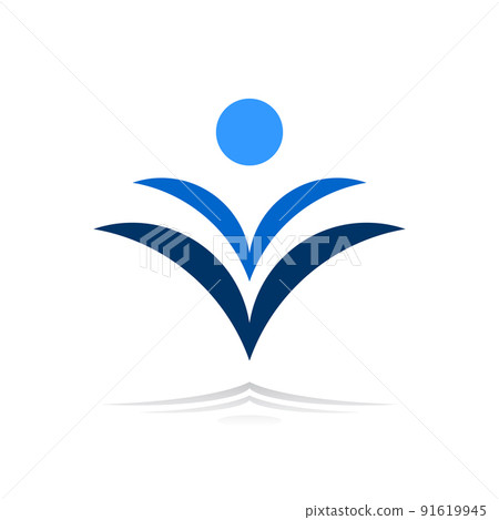 Abstract Blue Floral Icon. Element for Design. 91619945